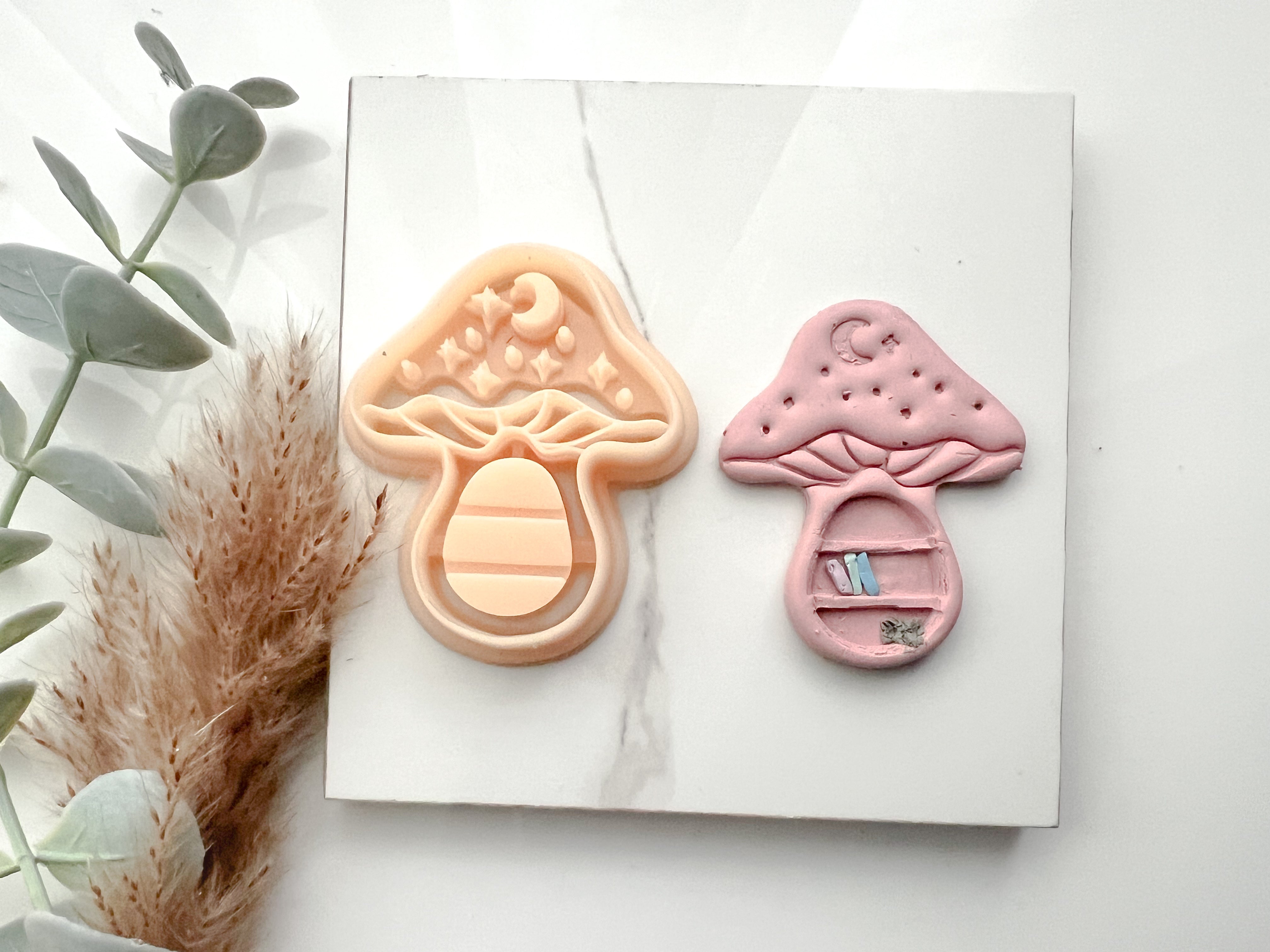 Mushroom Bookcase Polymer Clay Cutter • Clay Cutter