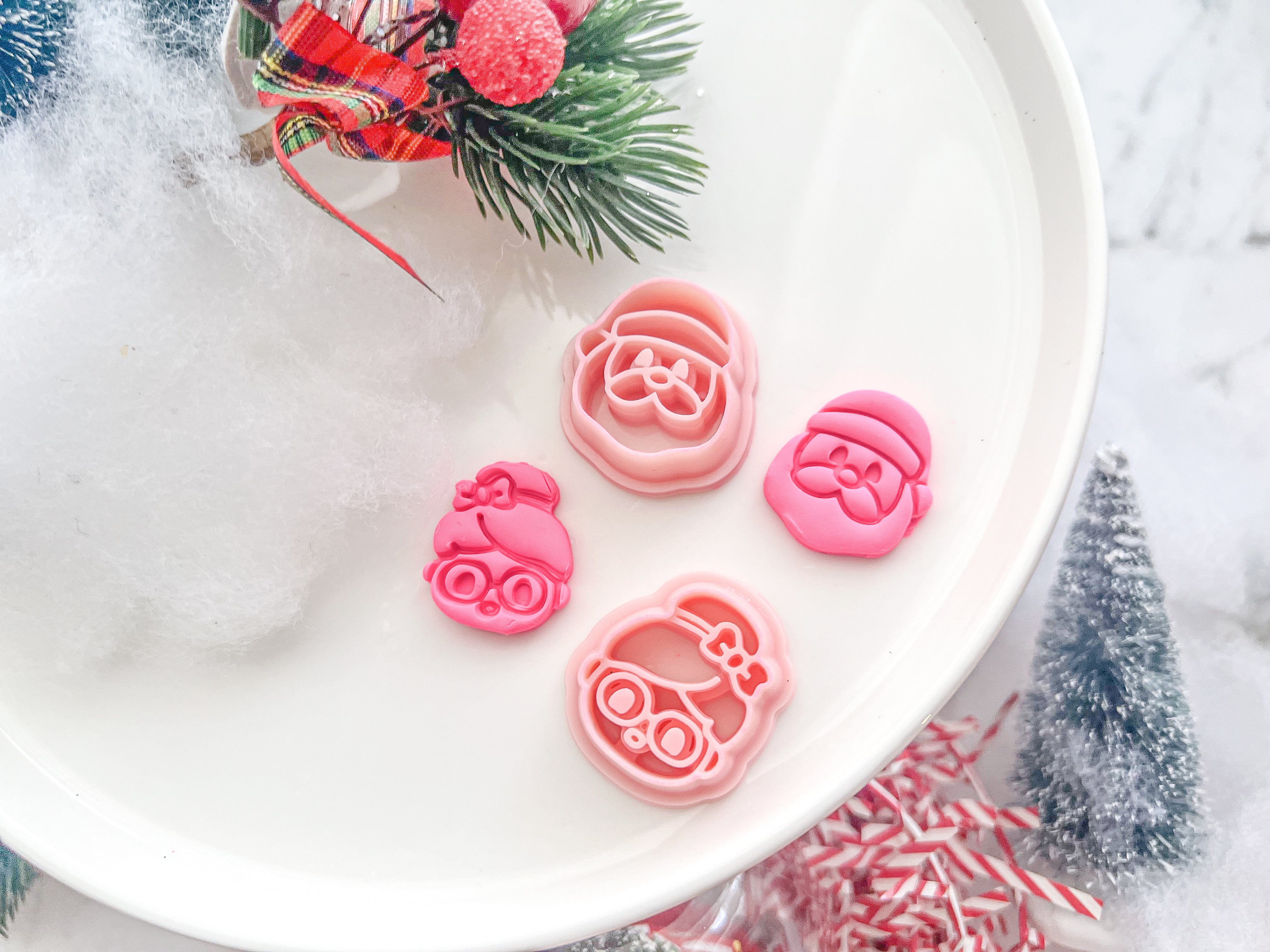 Christmas Mr and Mrs Santa (1 pair ) Polymer Clay Cutter