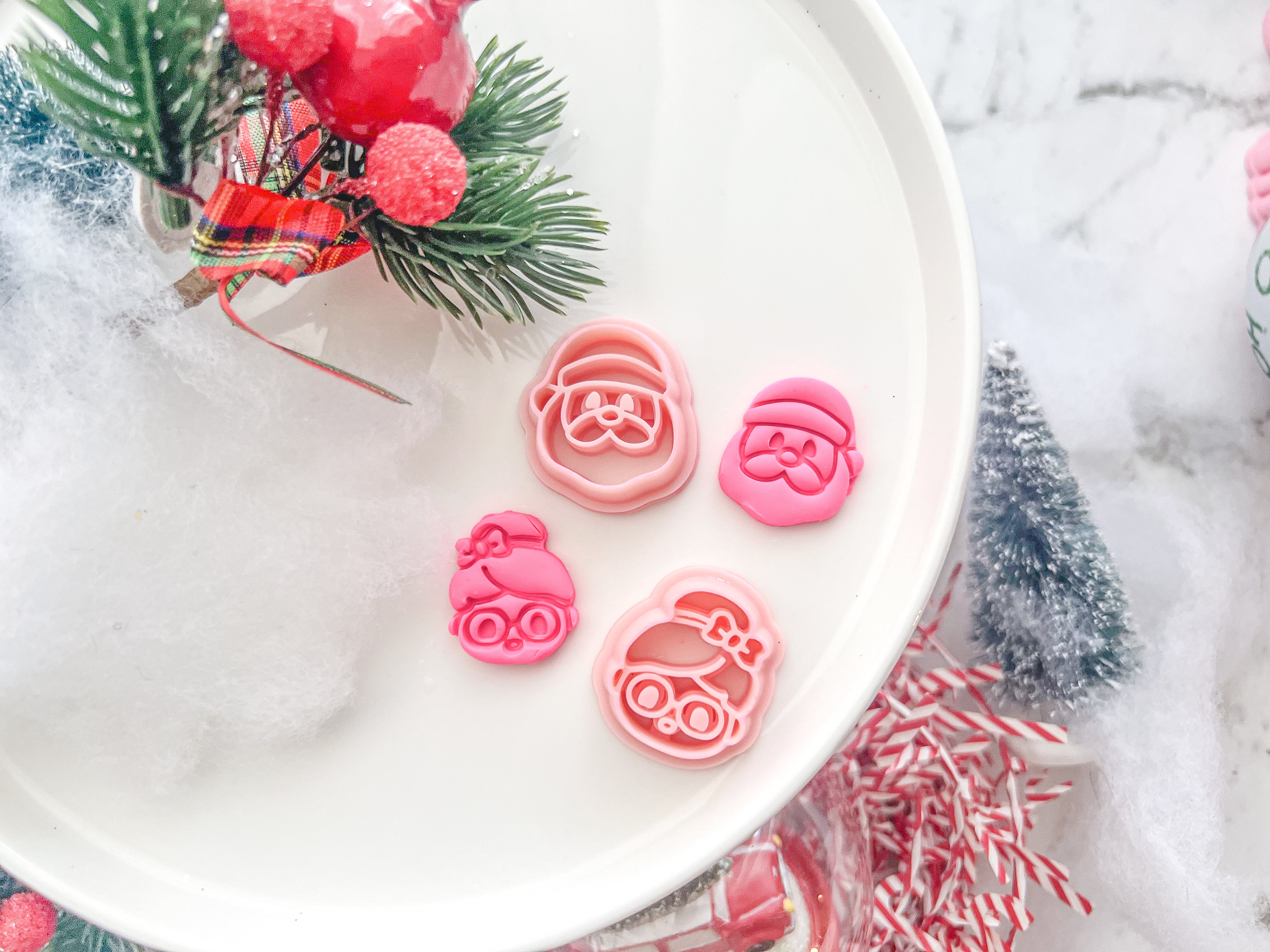Christmas Mr and Mrs Santa (1 pair ) Polymer Clay Cutter