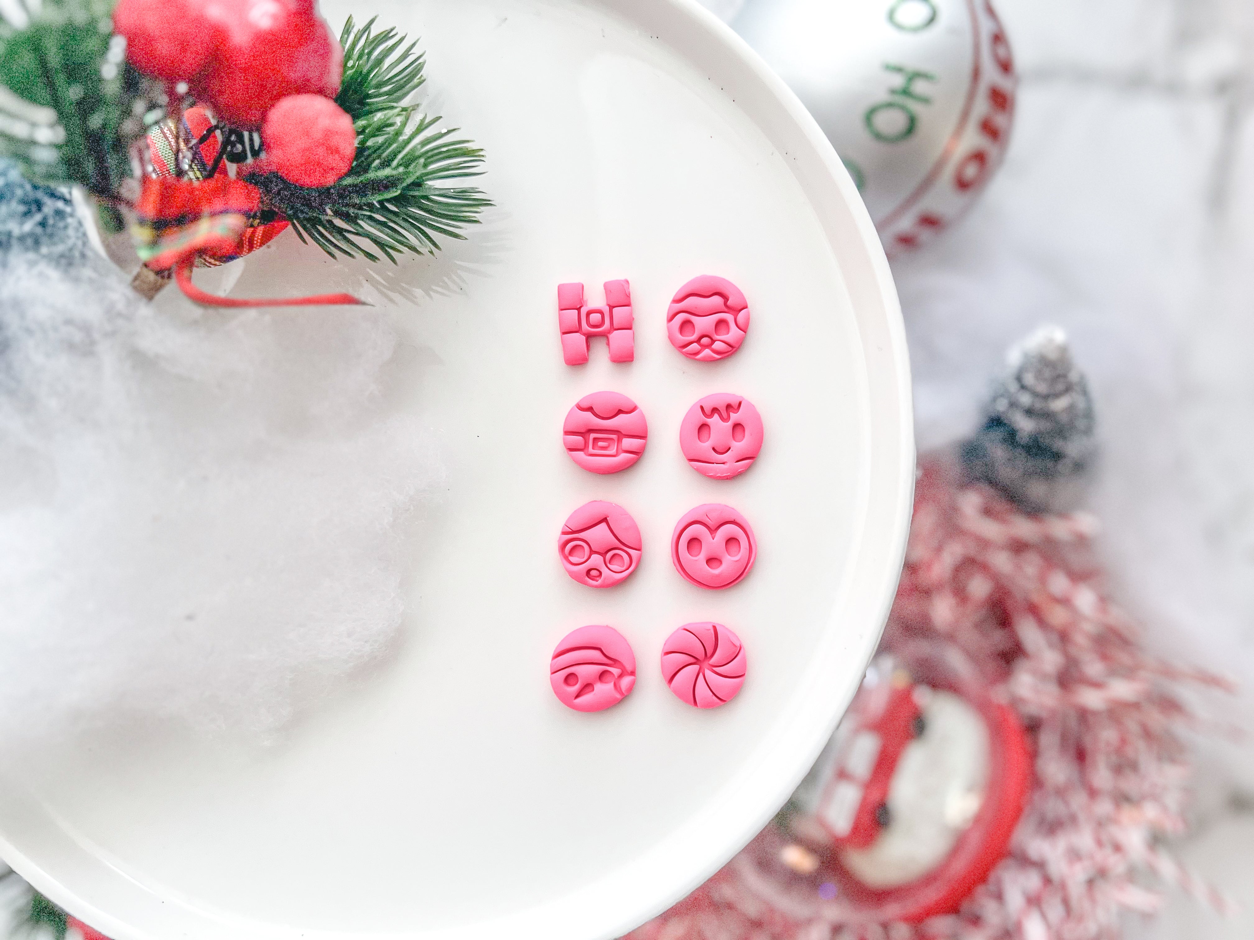 Christmas Santa Snowman Elf Gingerbread Button Polymer Clay Cutter