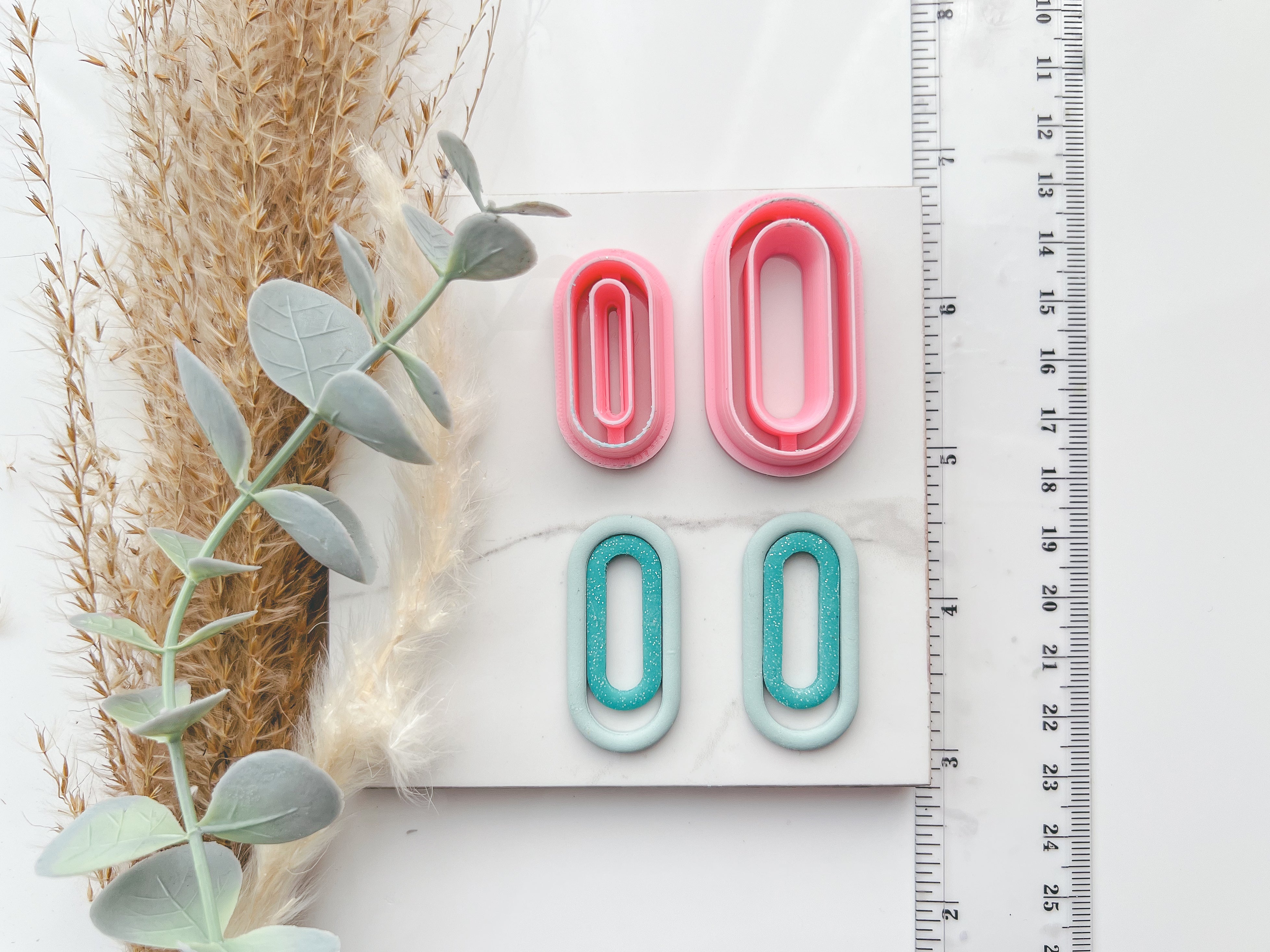 Oblong Outline Slim Cutter Set (2pc set) | Oblong Shape Set Polymer Clay Cutters