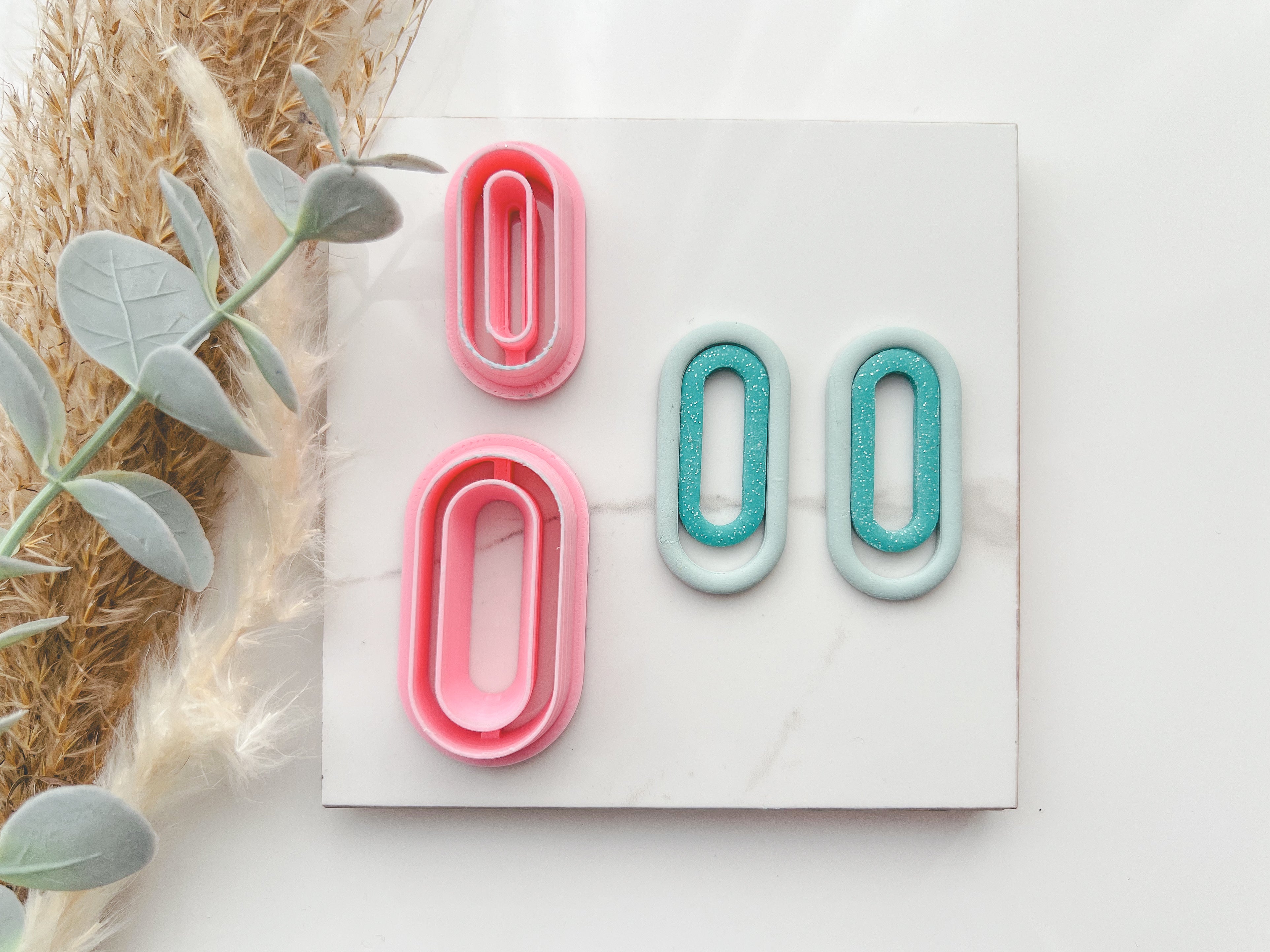 Oblong Outline Slim Cutter Set (2pc set) | Oblong Shape Set Polymer Clay Cutters