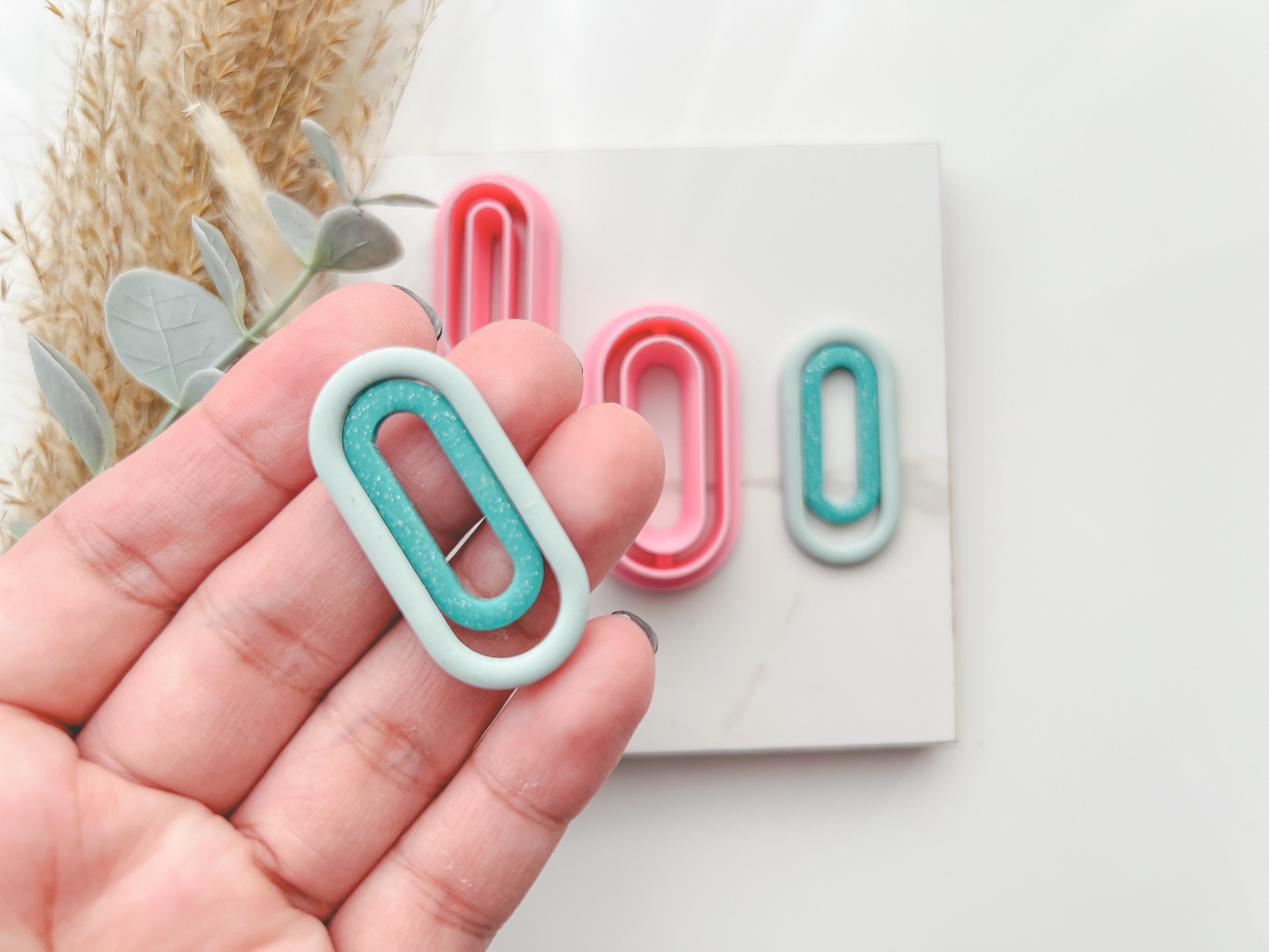 Oblong Outline Slim Cutter Set (2pc set) | Oblong Shape Set Polymer Clay Cutters