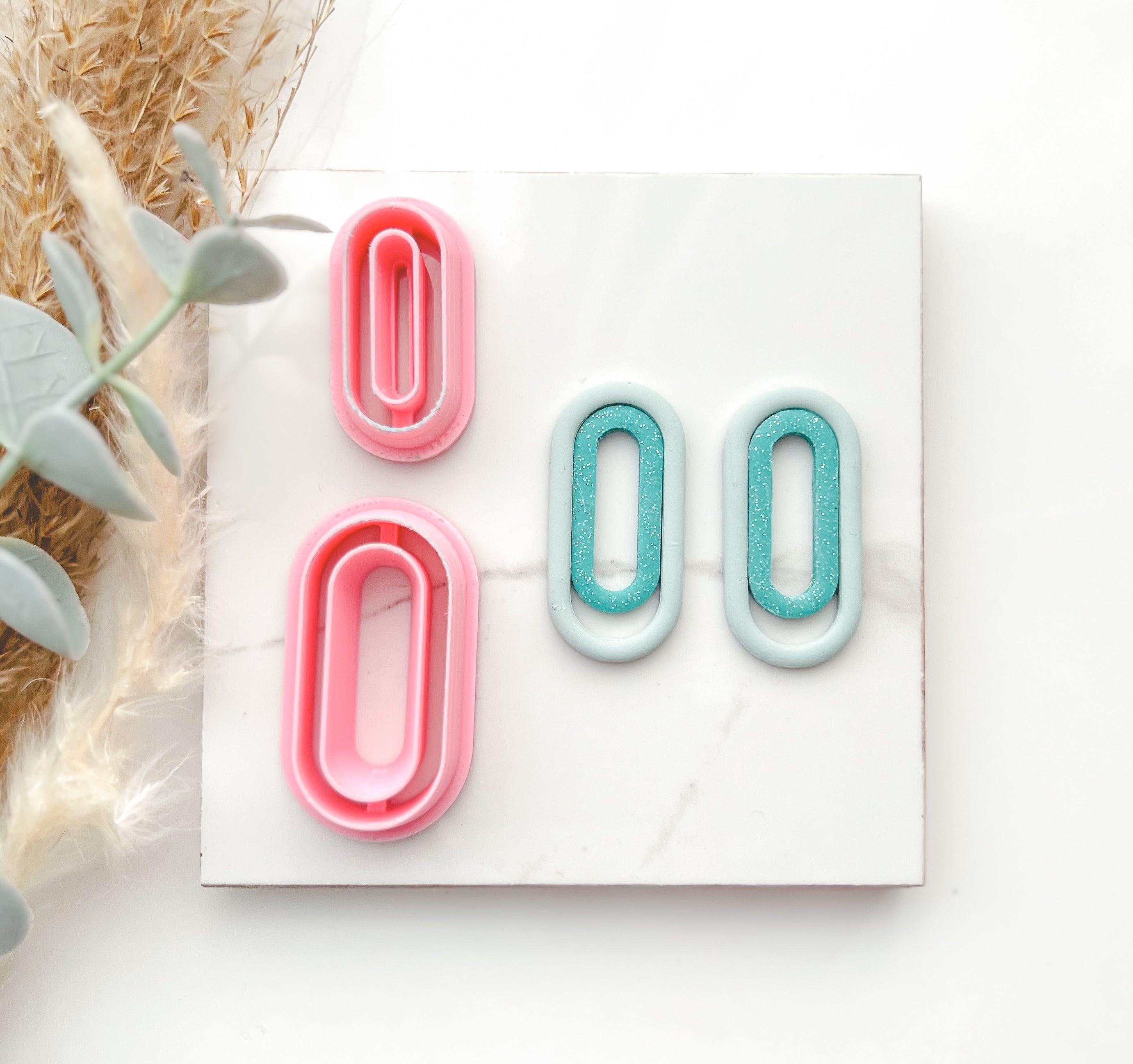 Oblong Outline Slim Cutter Set (2pc set) | Oblong Shape Set Polymer Clay Cutters