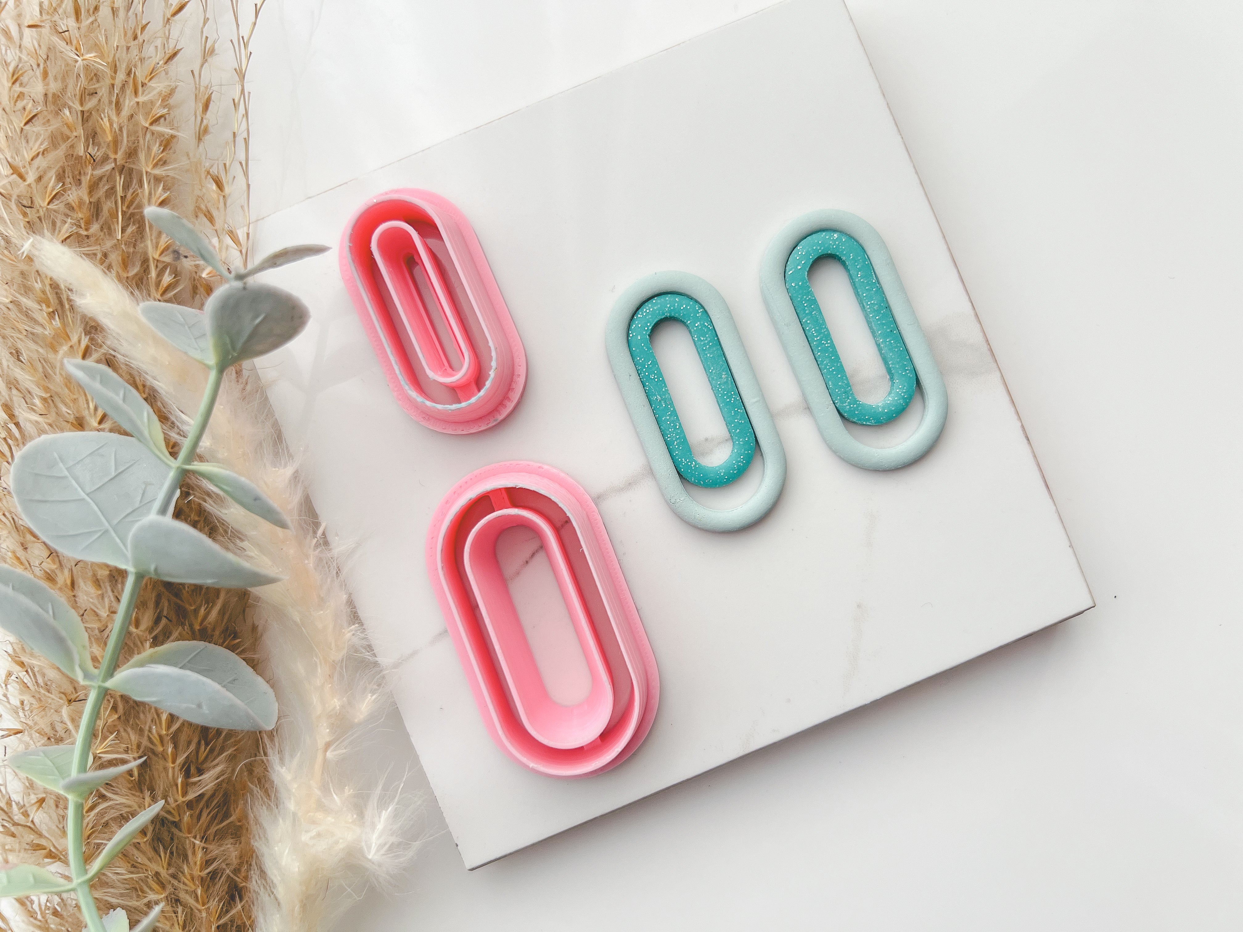 Oblong Outline Slim Cutter Set (2pc set) | Oblong Shape Set Polymer Clay Cutters
