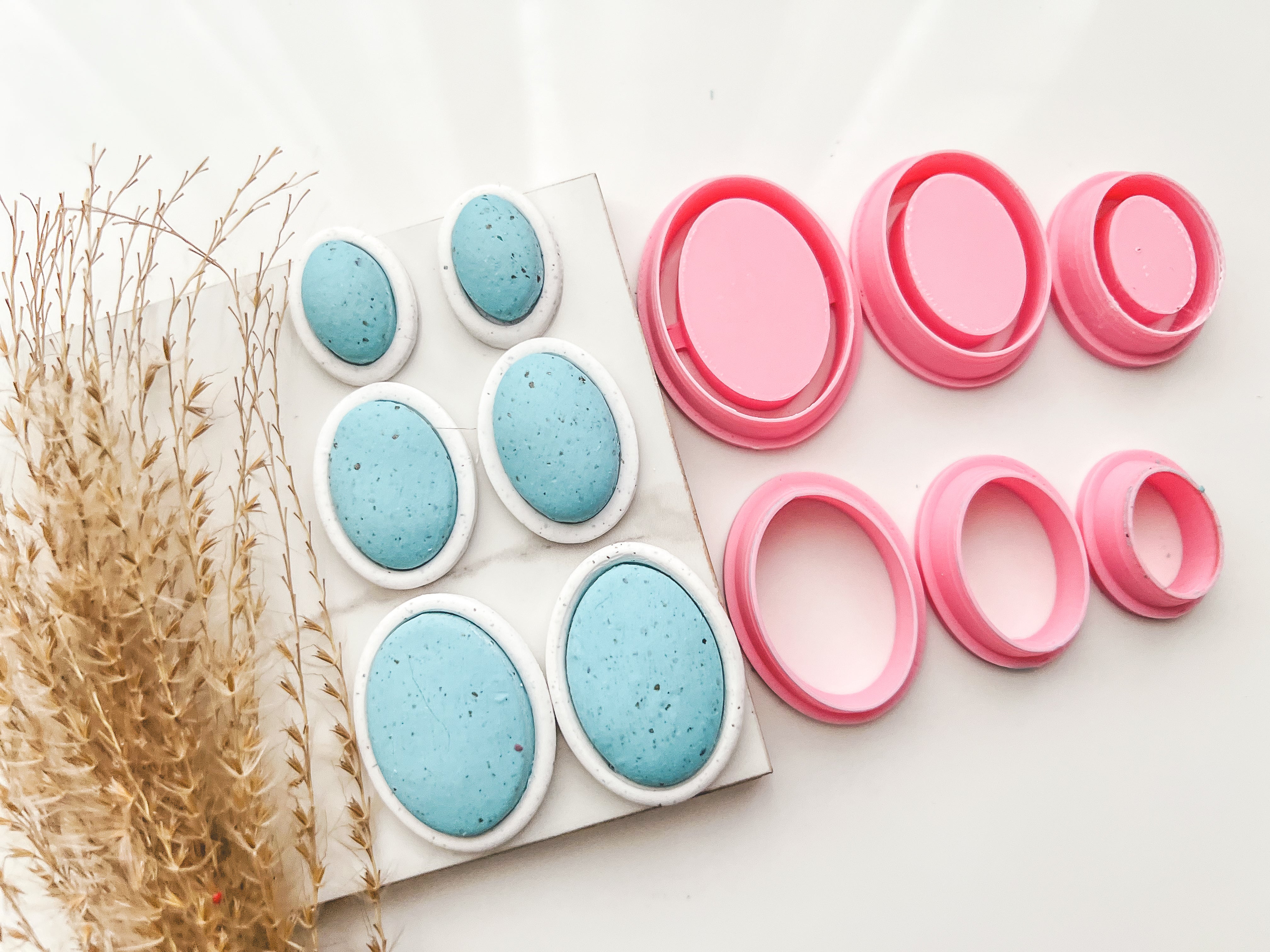 Oval Bezel Cutter Set (2pc set) | Oval Setting Shape Set Polymer Clay Cutters