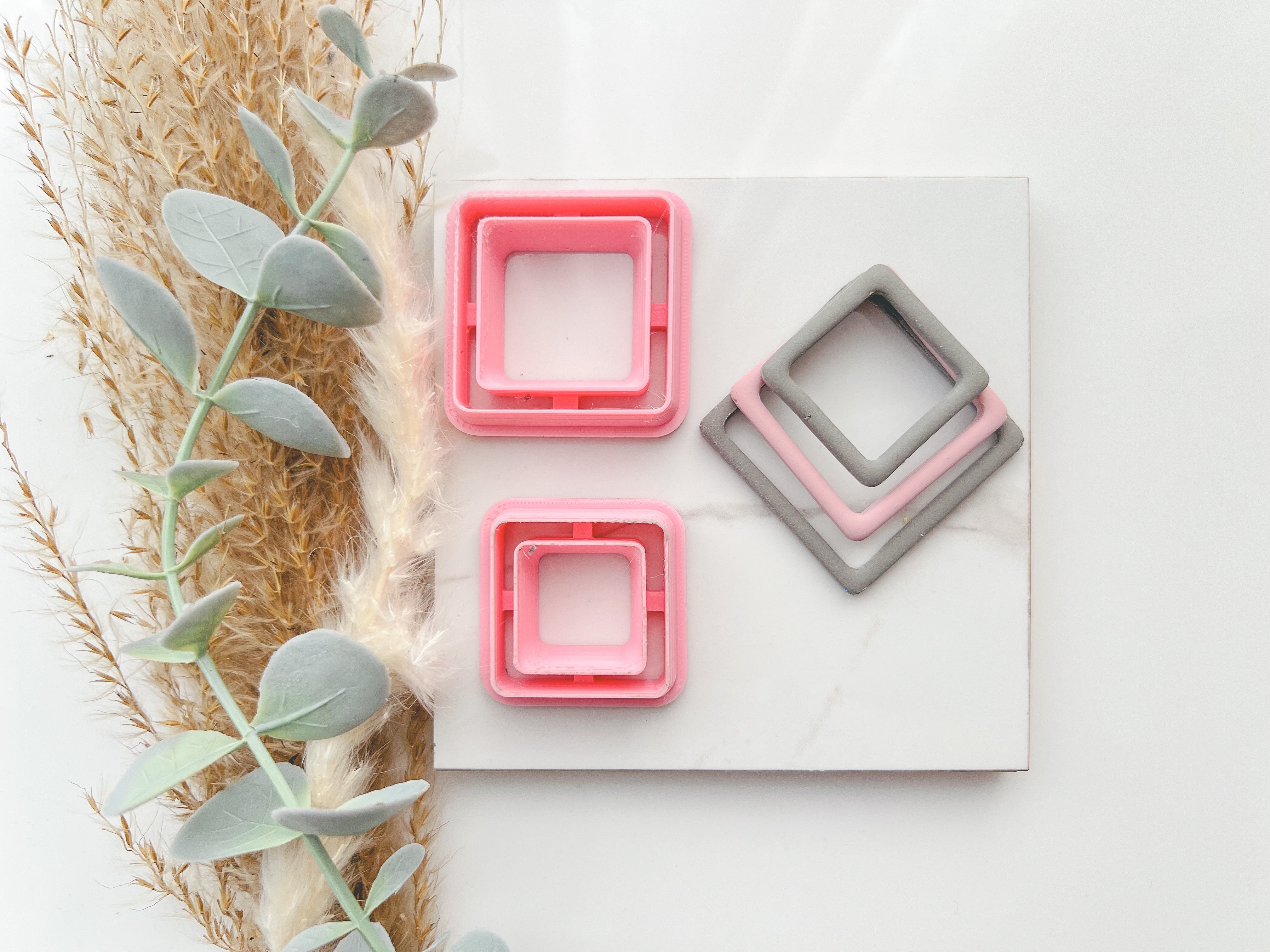 Square Outline Slim Cutter Set (2pc set) | Square Shape Set Polymer Clay Cutters