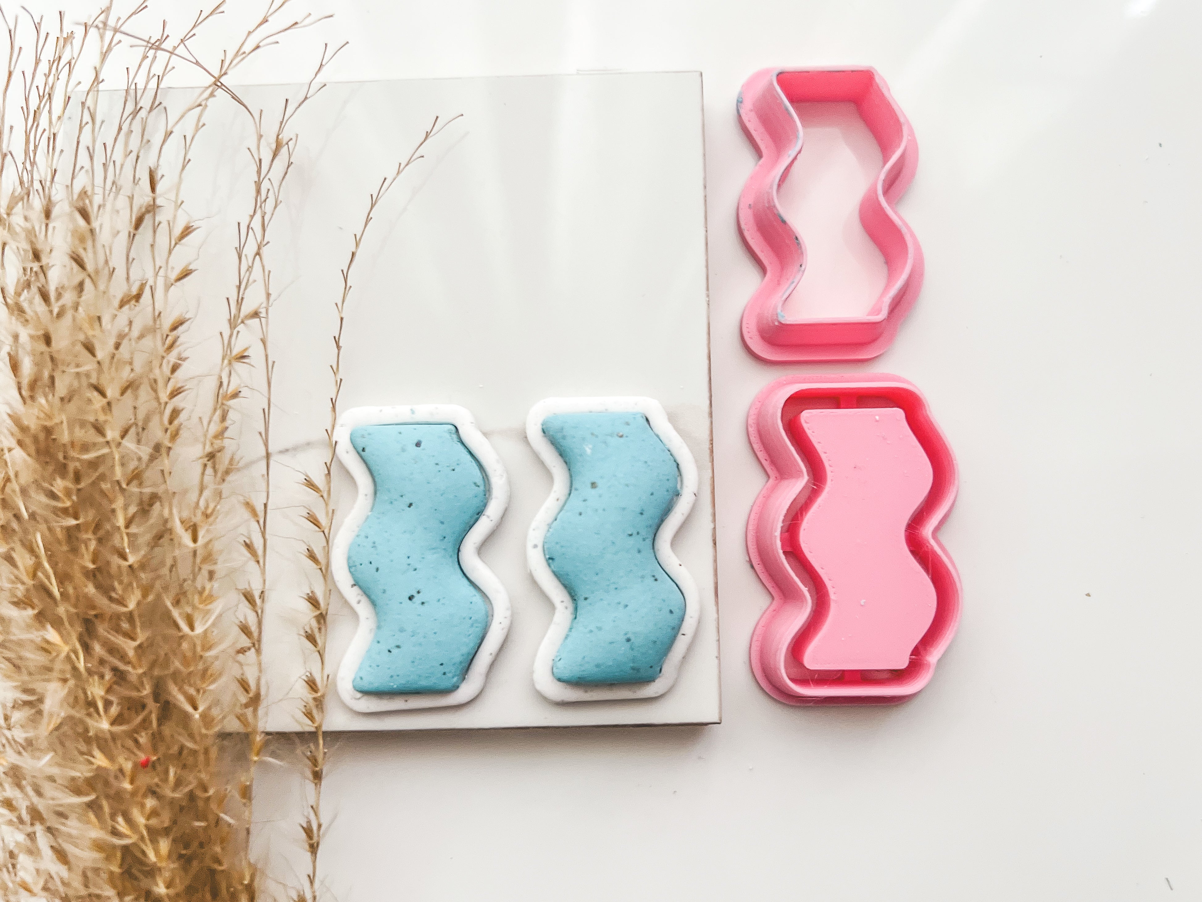 Wiggle Bezel Cutter Set (2pc set) | Wiggle Setting Shape Set Polymer Clay Cutters