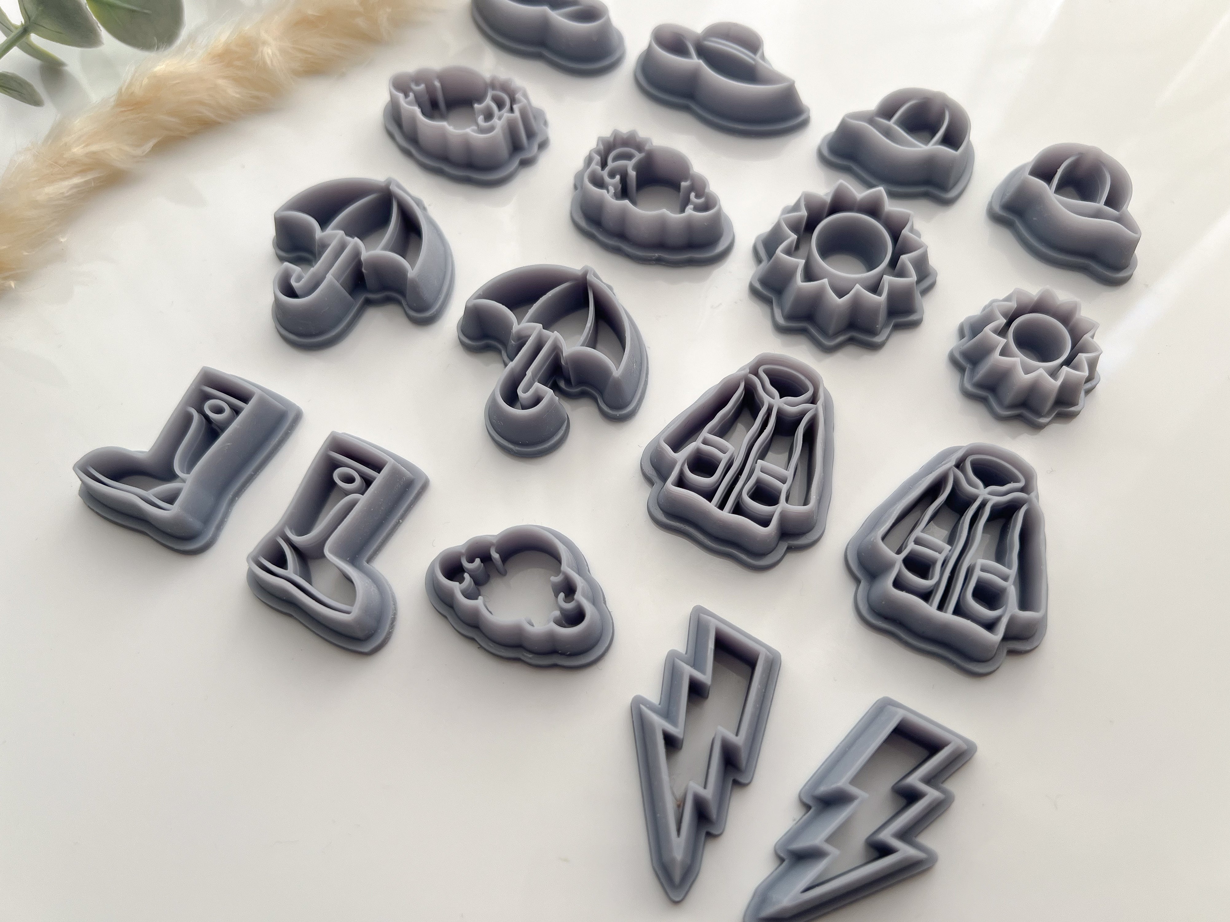 Rain or Shine | Sun | Umbrella | Boots | Raincoat | Lightning | Hat Shaped Polymer Clay Cutter • Clay Cutter