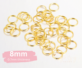 8mm Jump Rings, NICKEL FREE, Open Jump Rings , Iron, Golden Colour