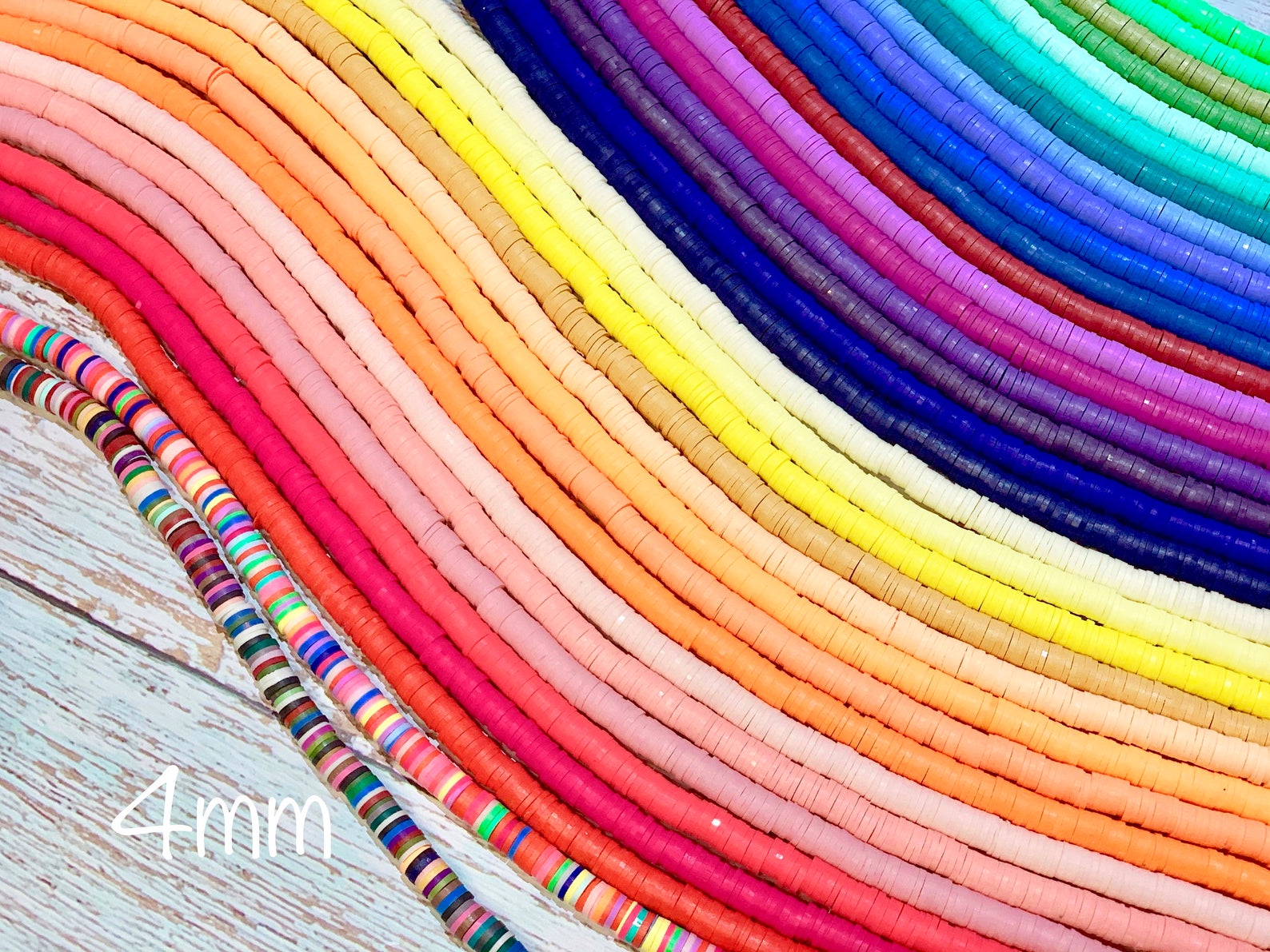 1 Strand, 4mm, Heishi Beads, Environmental Handmade Polymer Clay Beads, Disc/Flat Round