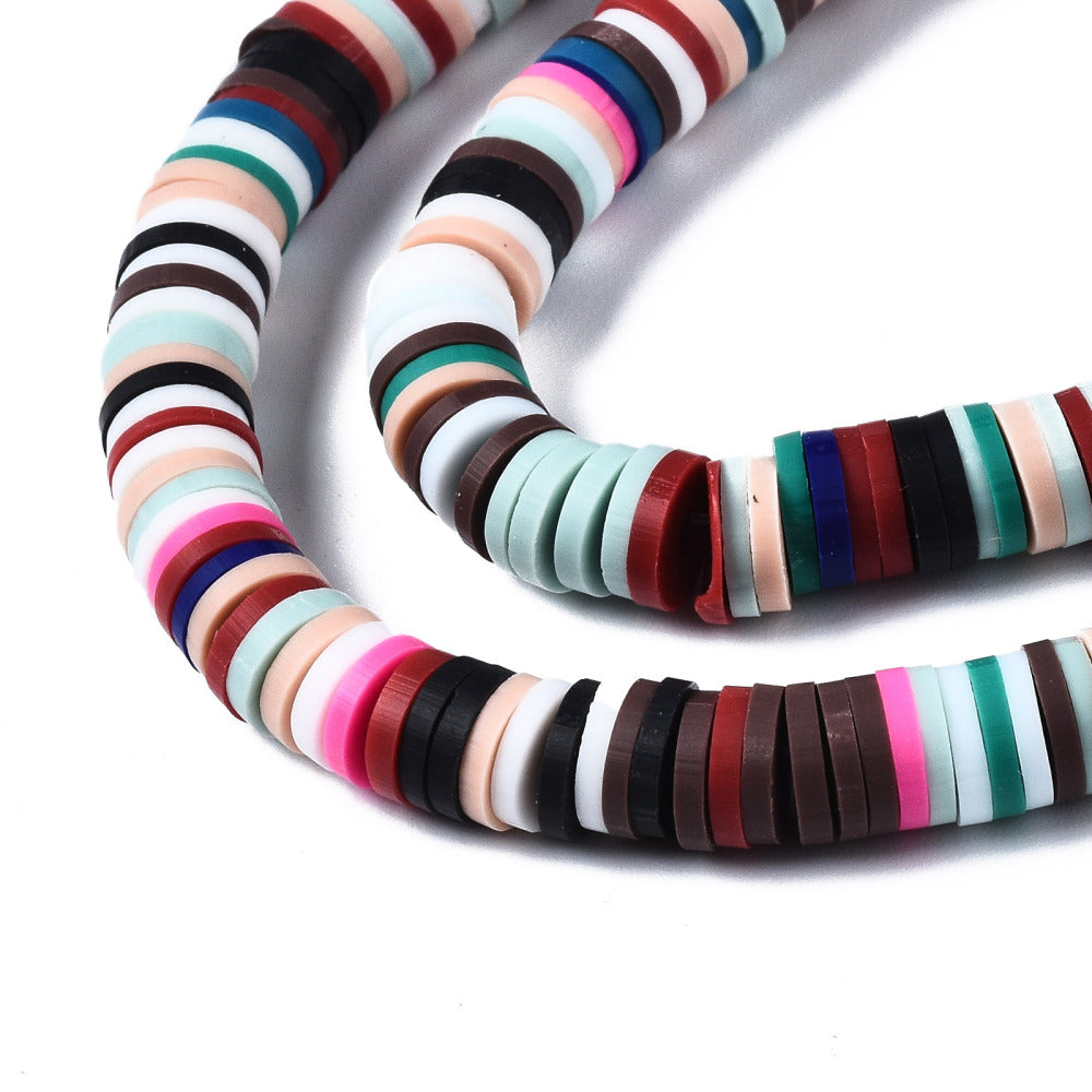 1 Strand, 4mm, Heishi Beads, Environmental Handmade Polymer Clay Beads, Disc/Flat Round  in Mixed shades