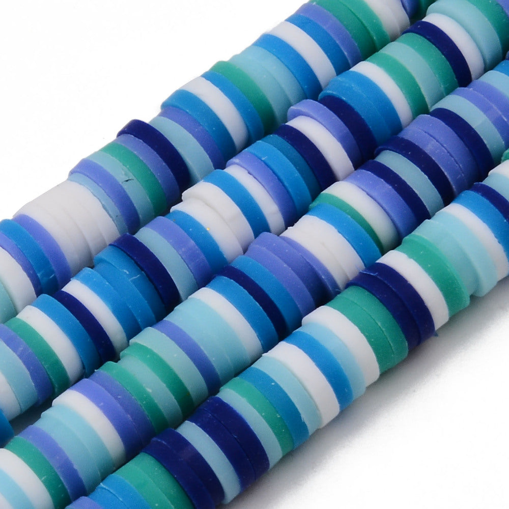 1 Strand, 6mm, Heishi Beads, Environmental Handmade Polymer Clay Beads, Disc/Flat Round  in Multi Shades