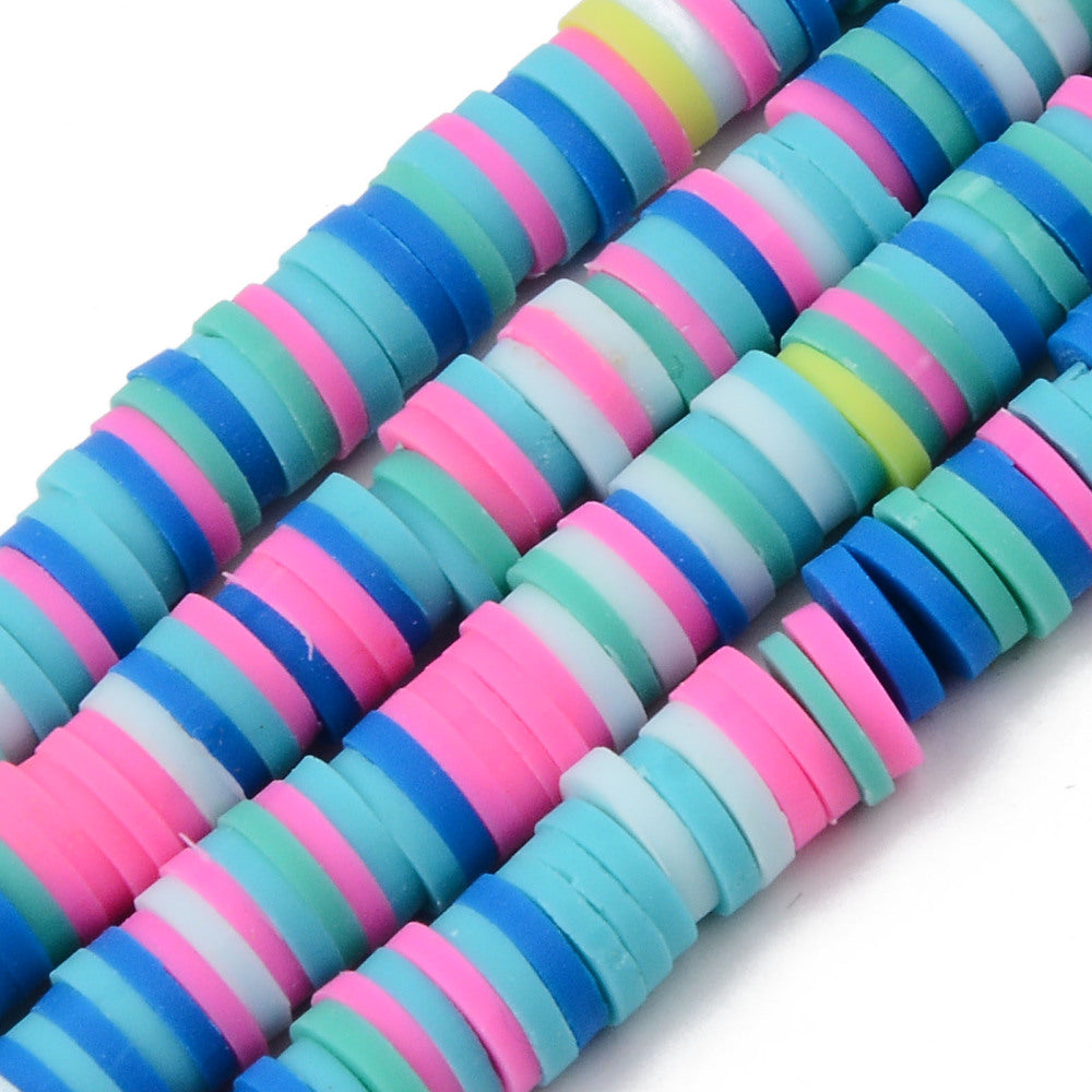 1 Strand, 6mm, Heishi Beads, Environmental Handmade Polymer Clay Beads, Disc/Flat Round  in Multi Shades