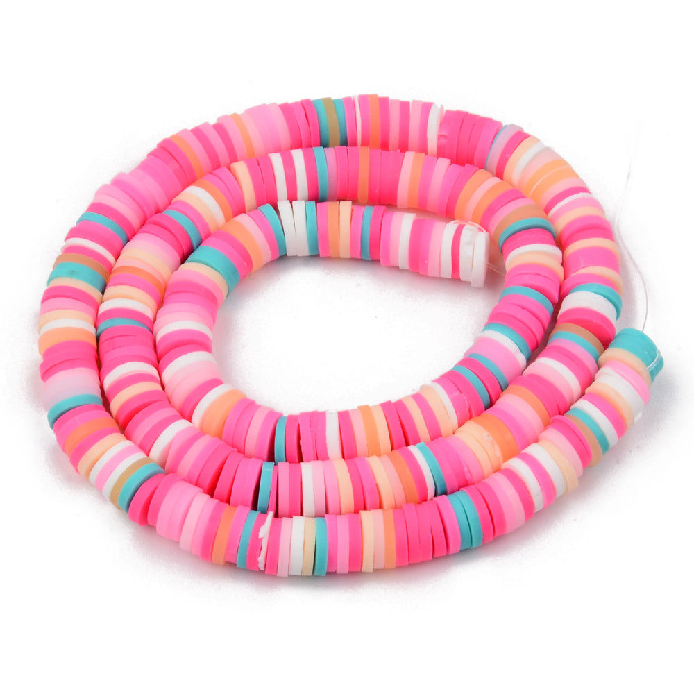 1 Strand, 6mm, Heishi Beads, Environmental Handmade Polymer Clay Beads, Disc/Flat Round  in Multi Shades