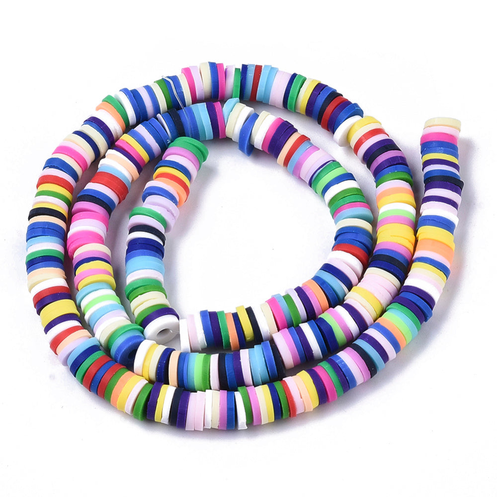 1 Strand, 6mm, Heishi Beads, Environmental Handmade Polymer Clay Beads, Disc/Flat Round  in Multi Shades