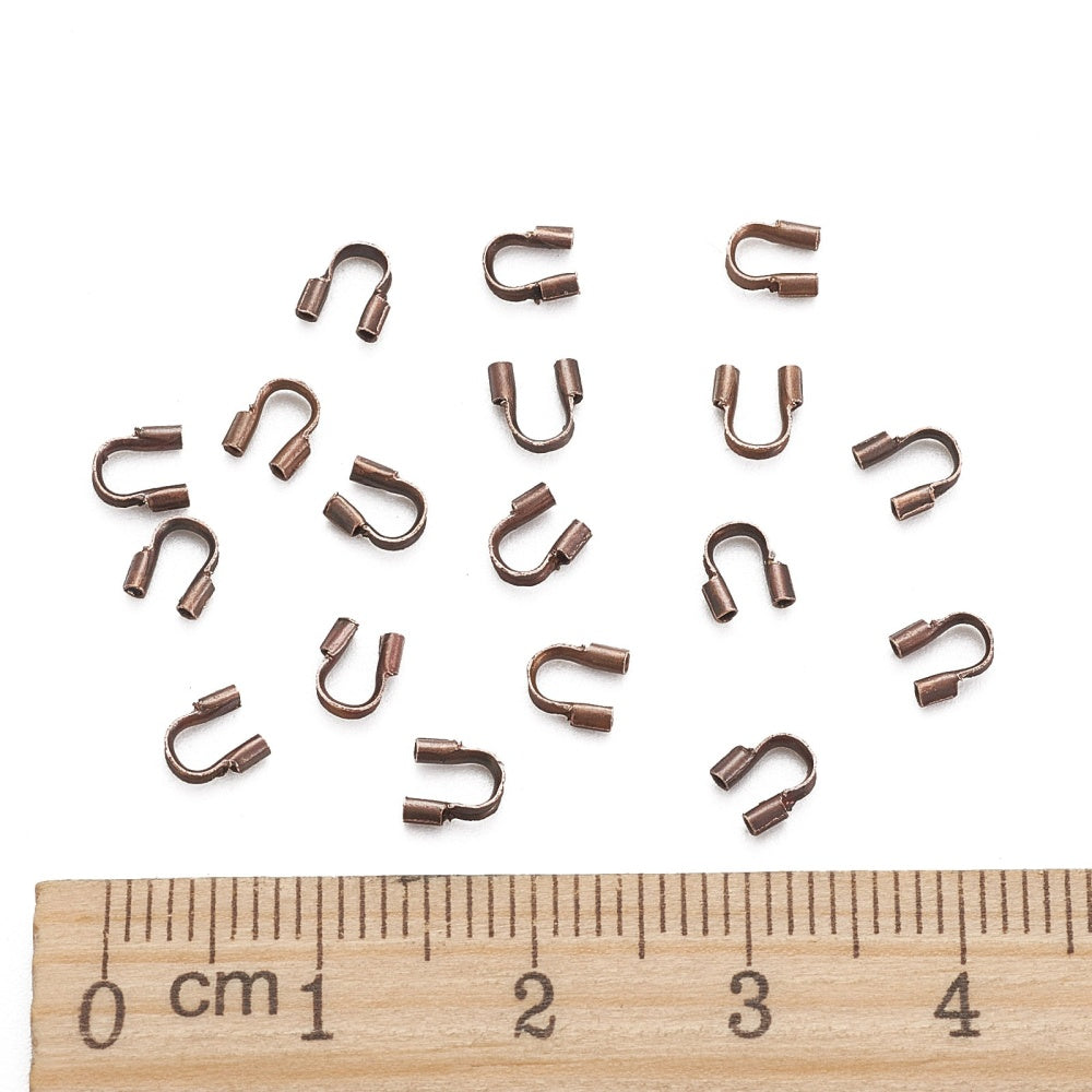 Brass Wire Guardians, Cadmium Free & Lead Free, Red Copper, 4.5x4x1mm, Hole: 0.5mm