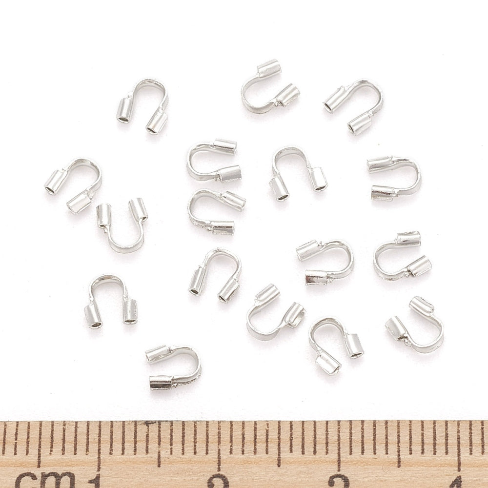 Brass Wire Guardians, Cadmium Free & Lead Free, Silver, 4.5x4x1mm, Hole: 0.5mm