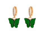 1 pair(2pcs),  Butterfly Drop Earrings in Green