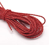 2 Meters, 3mm, Faux Leather Jewelry Braided Cord Red