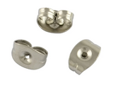 50pcs (25pairs), 3/4/5/6/8/10/12mm, 304 Stainless Steel Flat Round Blank Peg Ear Stud Components with ear backs, in Stainless Steel Colour
