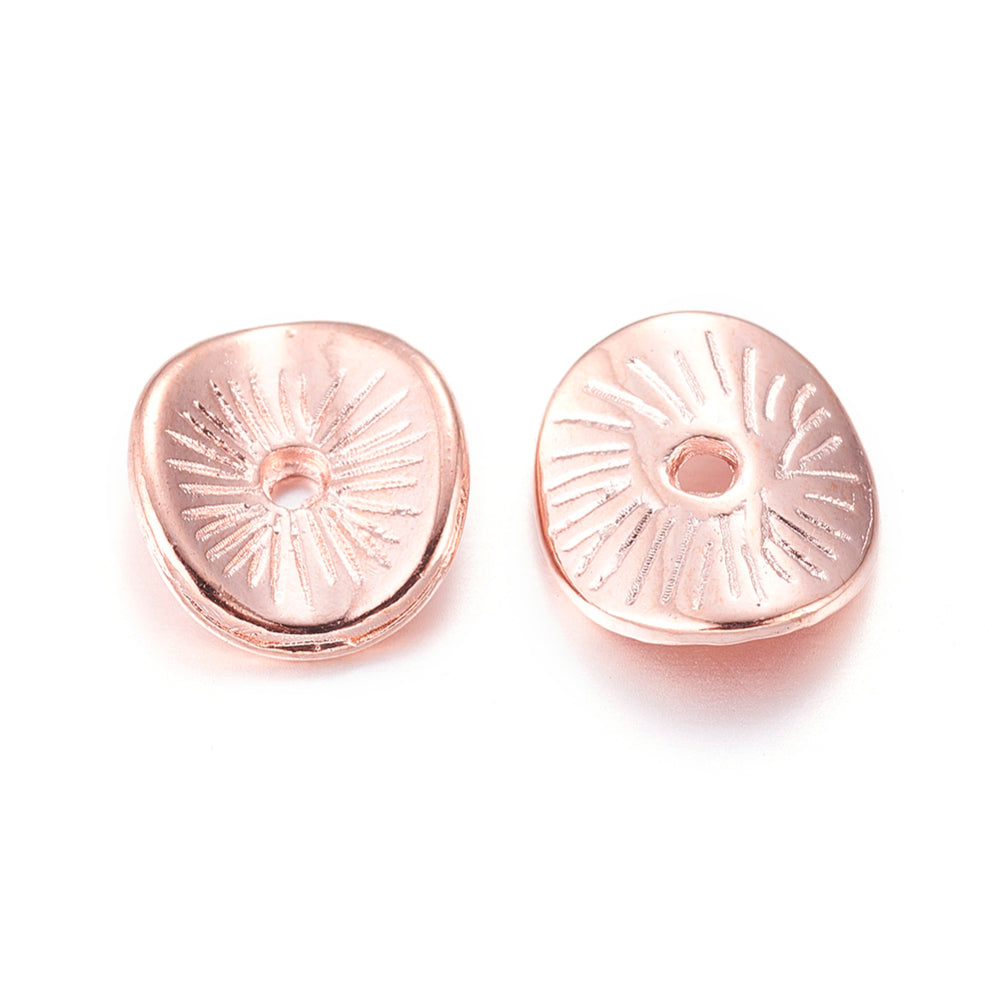20pcs, 9x1mm, Zinc Alloy Nickel Free Round Wavy Bead Spacer Bead Separator Heishi Spacer in Rose Gold