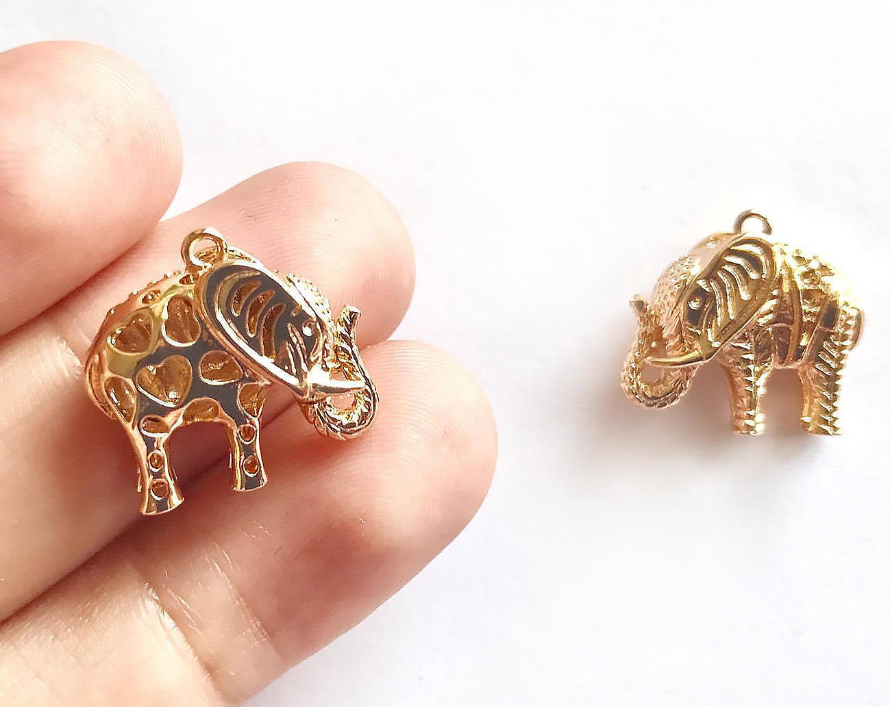 16x17mm 14k Gold plated elephant pendant charm