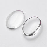 15pcs, 14x10mmx4mm, Transparent Glass Cabochons, Oval, Clear