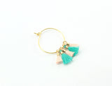20pcs, 10~16x2mm, Cotton Tassel Pendant Decorations, With Unwelded Iron Jump Rings, Golden, Pale Turquoise