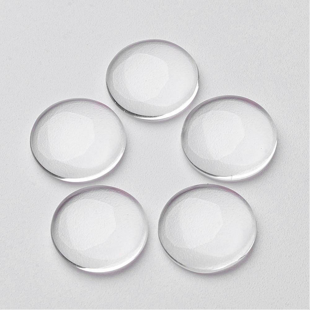 10pcs, 20mm, Transparent Dome Glass Cabochons, Half Round, Clear