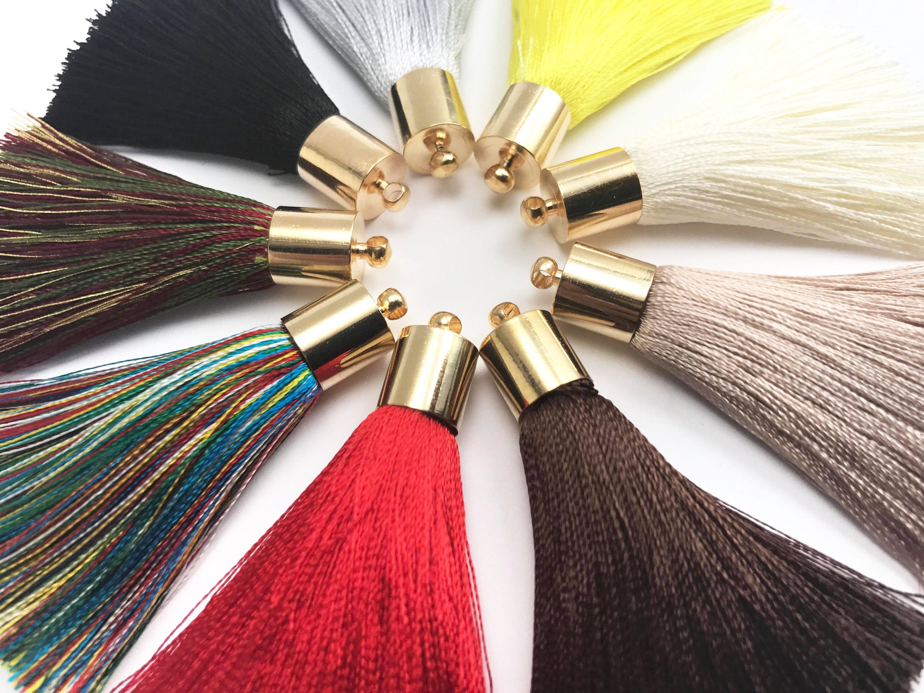 2pcs, 50mm Beautiful Silk Tassel With Gold Cap IV