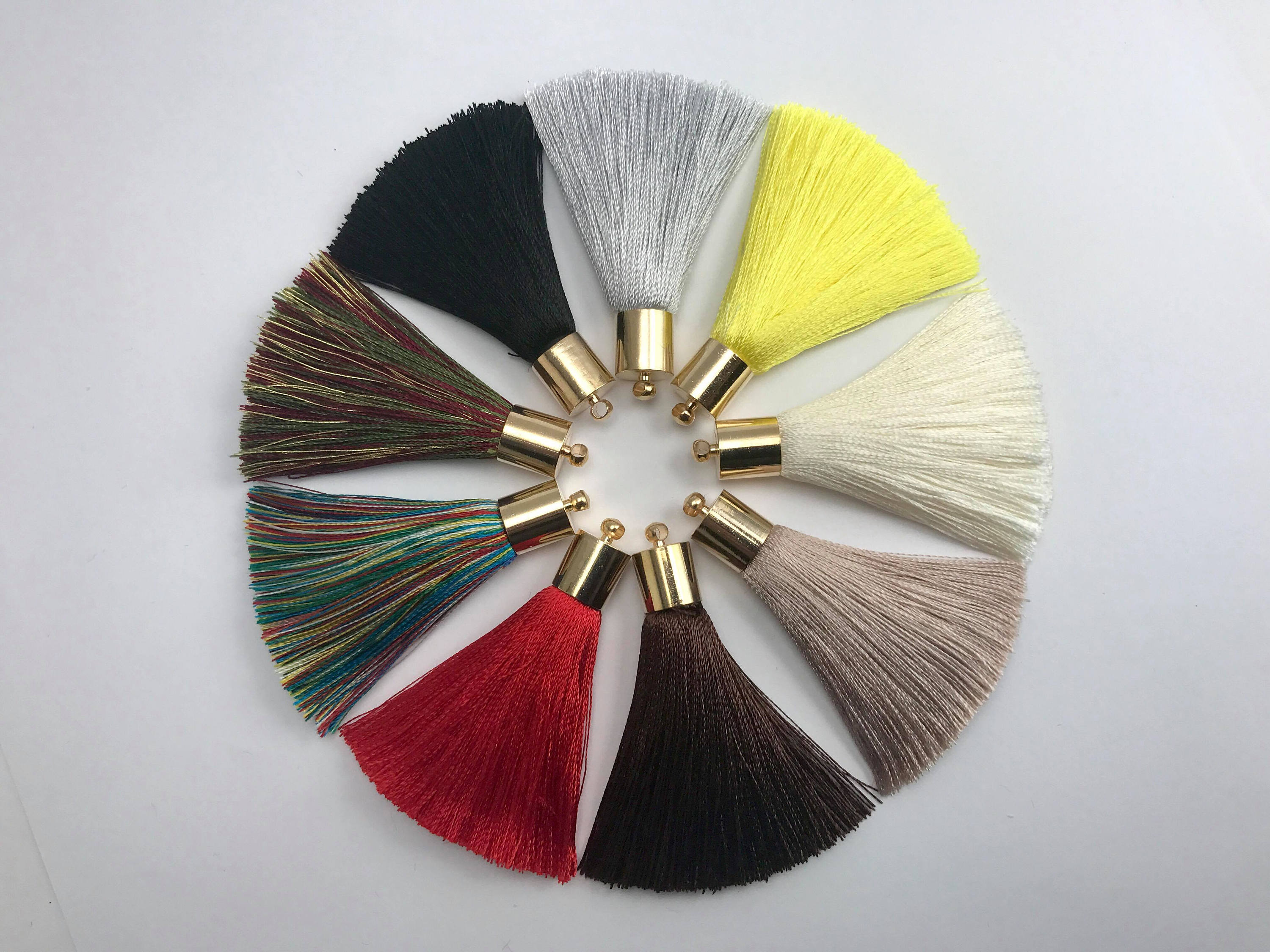 2pcs, 50mm Beautiful Silk Tassel With Gold Cap IV