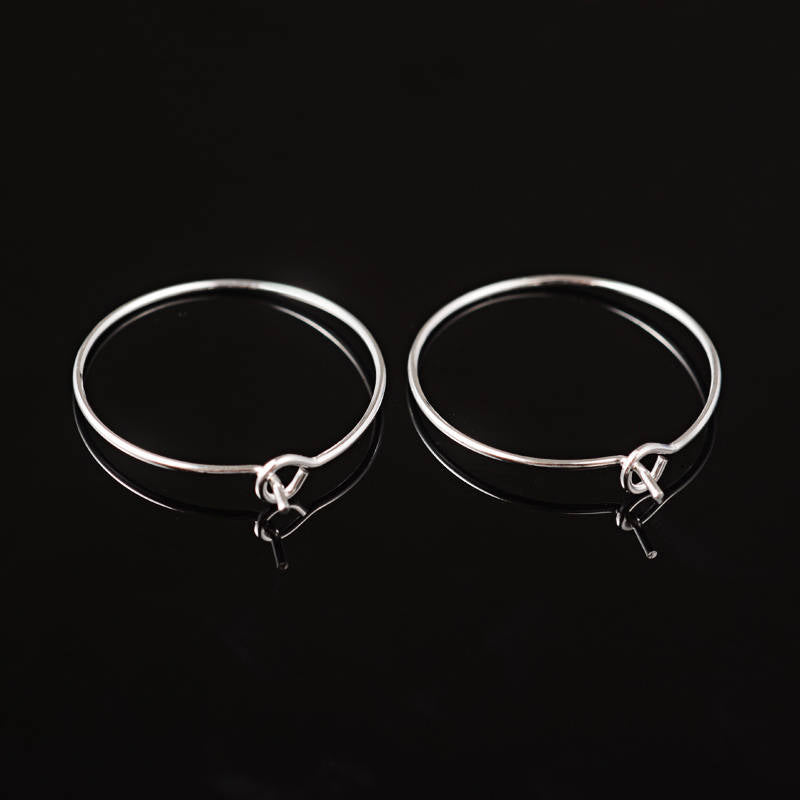 20pcs,  20mm,  Silver Plated Brass Earring Hoops