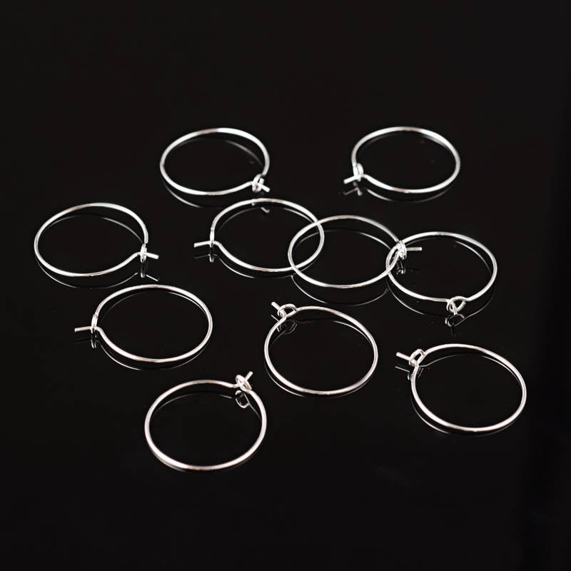 20pcs,  20mm,  Silver Plated Brass Earring Hoops