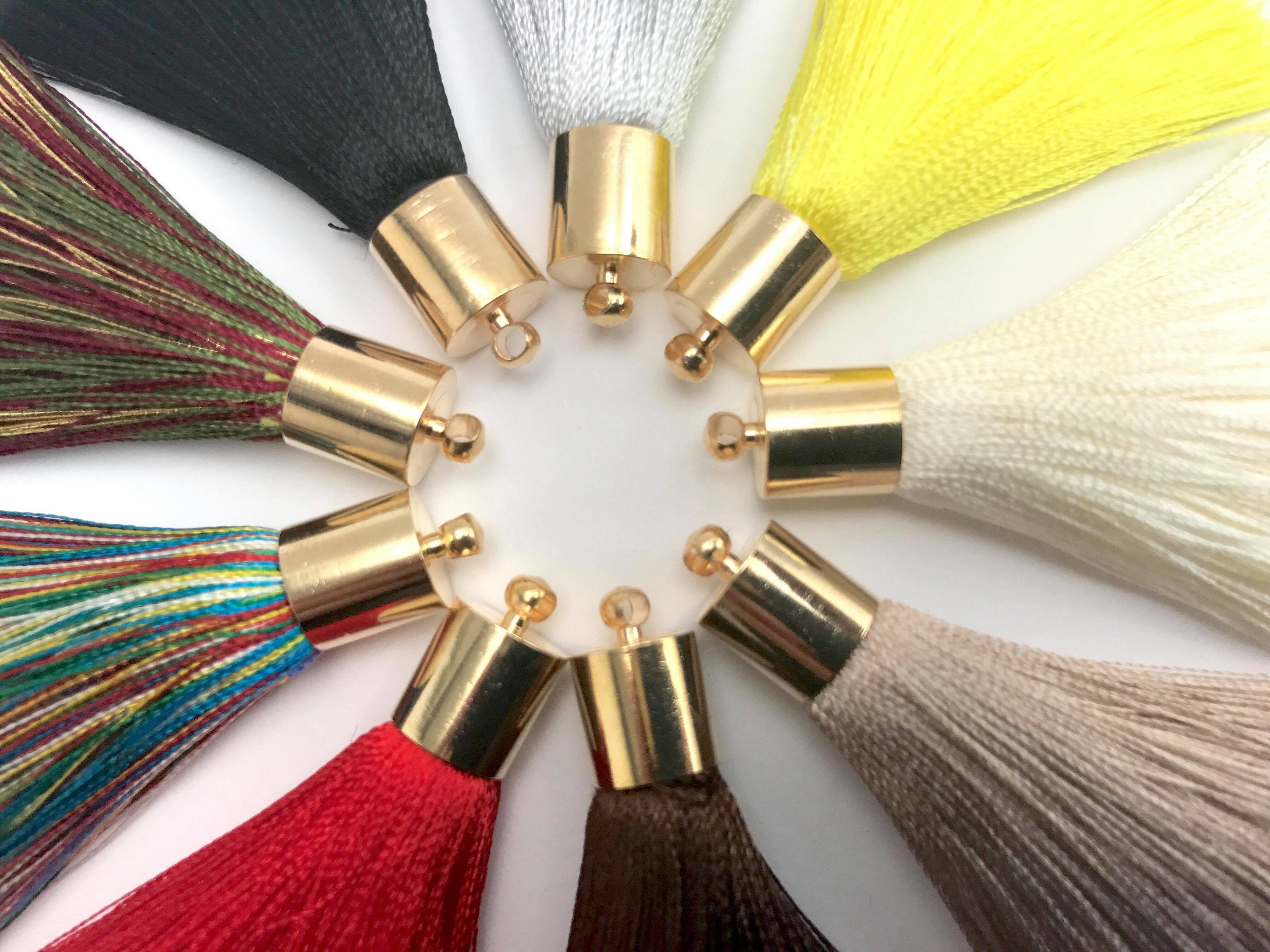 2pcs, 50mm Beautiful Silk Tassel With Gold Cap IV