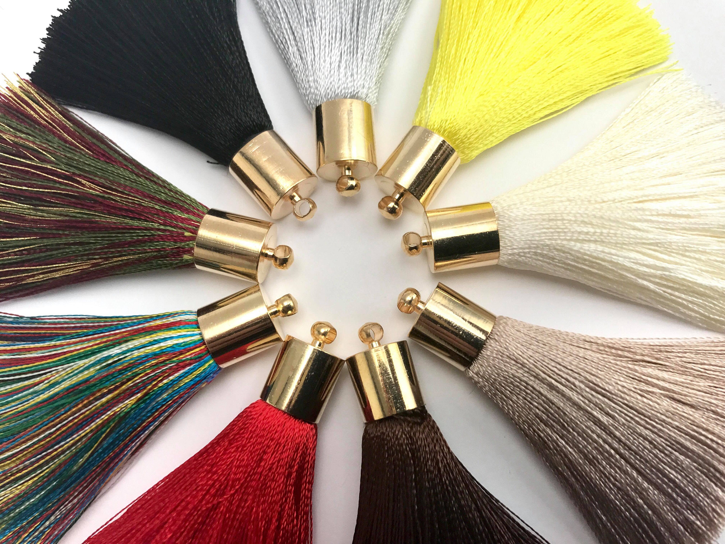 2pcs, 50mm Beautiful Silk Tassel With Gold Cap IV