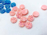 10pcs, 12mm Resin Cabochons, Flat Round, AB Color