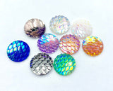 20pcs, 12mm Resin Cabochons, Imitation Druzy Agate, Flat Round, AB Color Plated