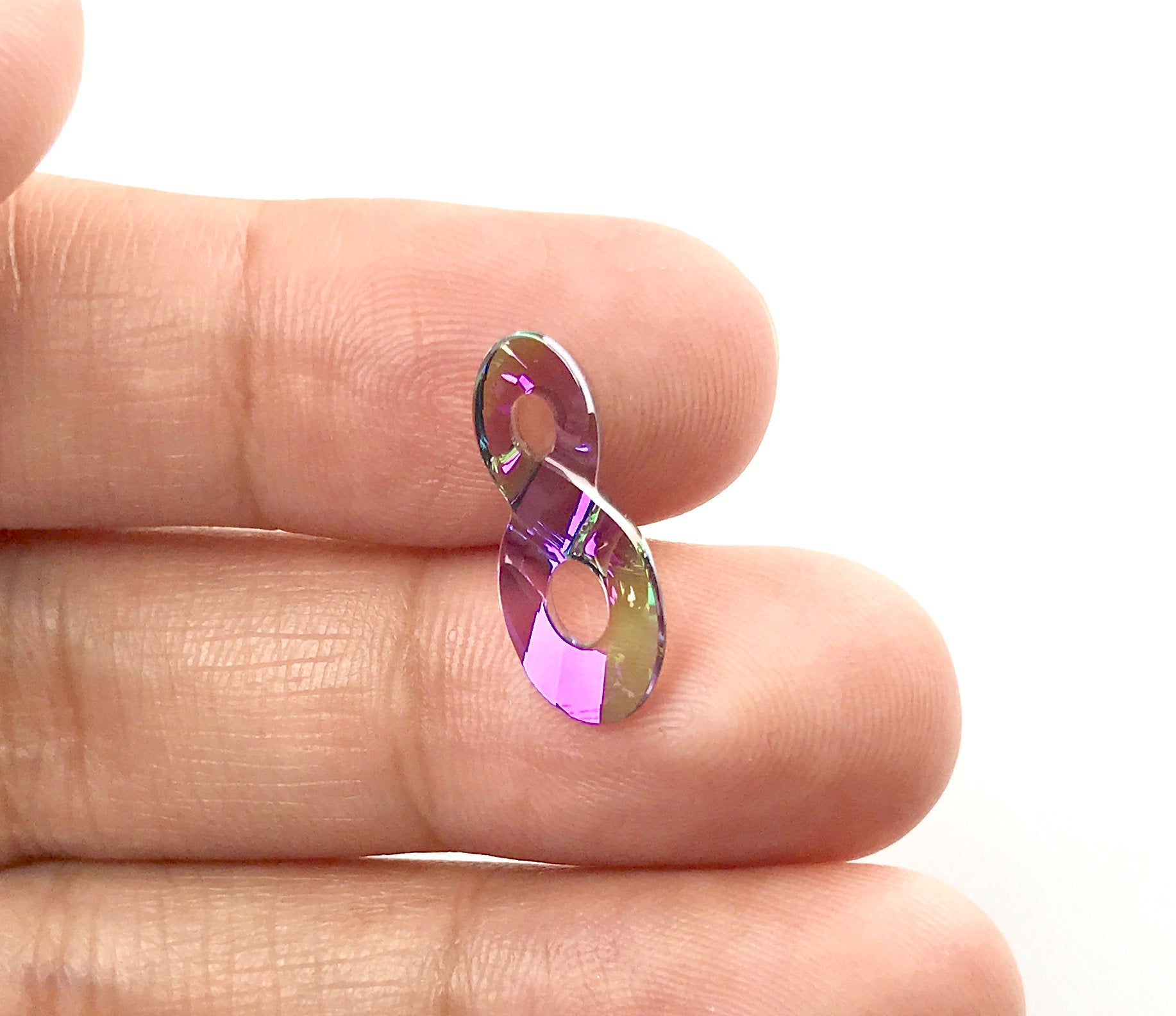 1pc, 18mm, Genuine Swarovski Infinity Pendant In Crystal Paradise Shine