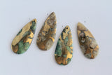 1pc, 50x21x4mm, Natural Mixed Stone Big Pendants II, with Brass, Drop, Golden