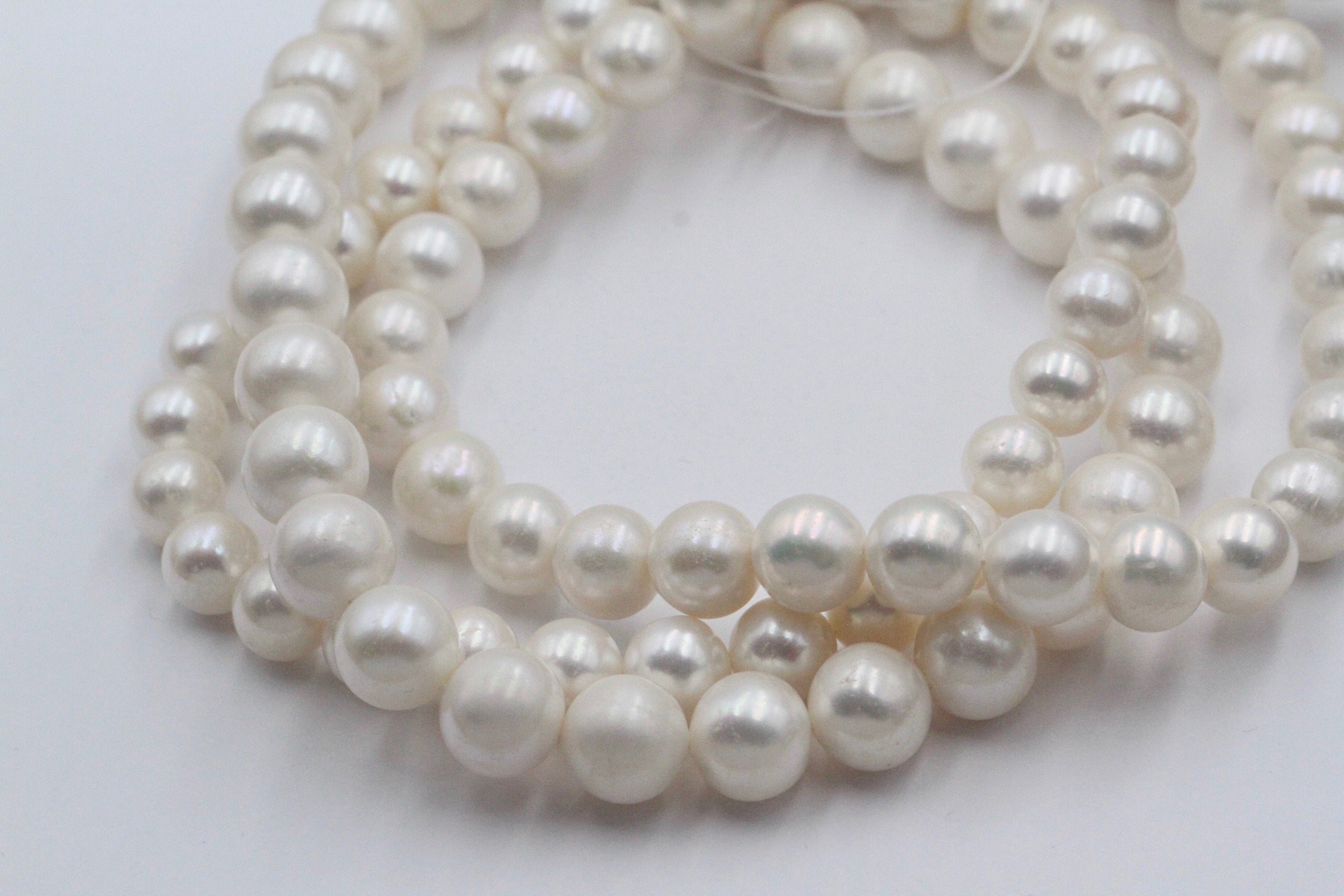 1 Strand, 8mm/10mm/12mm, High Quality, Natural Freshwater Cultured Pearl, Round in White