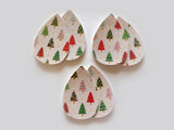 2pcs/4pcs, 60mmx40mm, PU Leather / Faux Leather Drop Shaped Die Cut / Pendant in Christmas Tree Prints