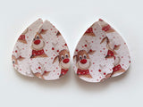2pcs/4pcs, 60mmx40mm, PU Leather / Faux Leather Drop Shaped Die Cut / Pendant in Reindeer Prints II