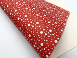 1 sheet, 20x34cm, Synthetic / PU Leather for DIY earring pendants purse or bow in red and white polka dot print