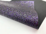 1 sheet, 20x34cm, Synthetic / Glittered PU Leather fabric for DIY earring pendants purse or bow in navy and silver glitter