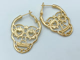 1 pair, 3.5cm , Halloween Hoop Earrings Silver Tone Skeleton Skull Mask - choose your colour