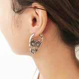 1 pair, 3.5cm , Halloween Hoop Earrings Silver Tone Skeleton Skull Mask - choose your colour