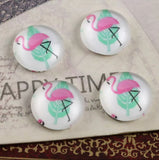 10pcs, 12mm Cabochons, in flamingo print