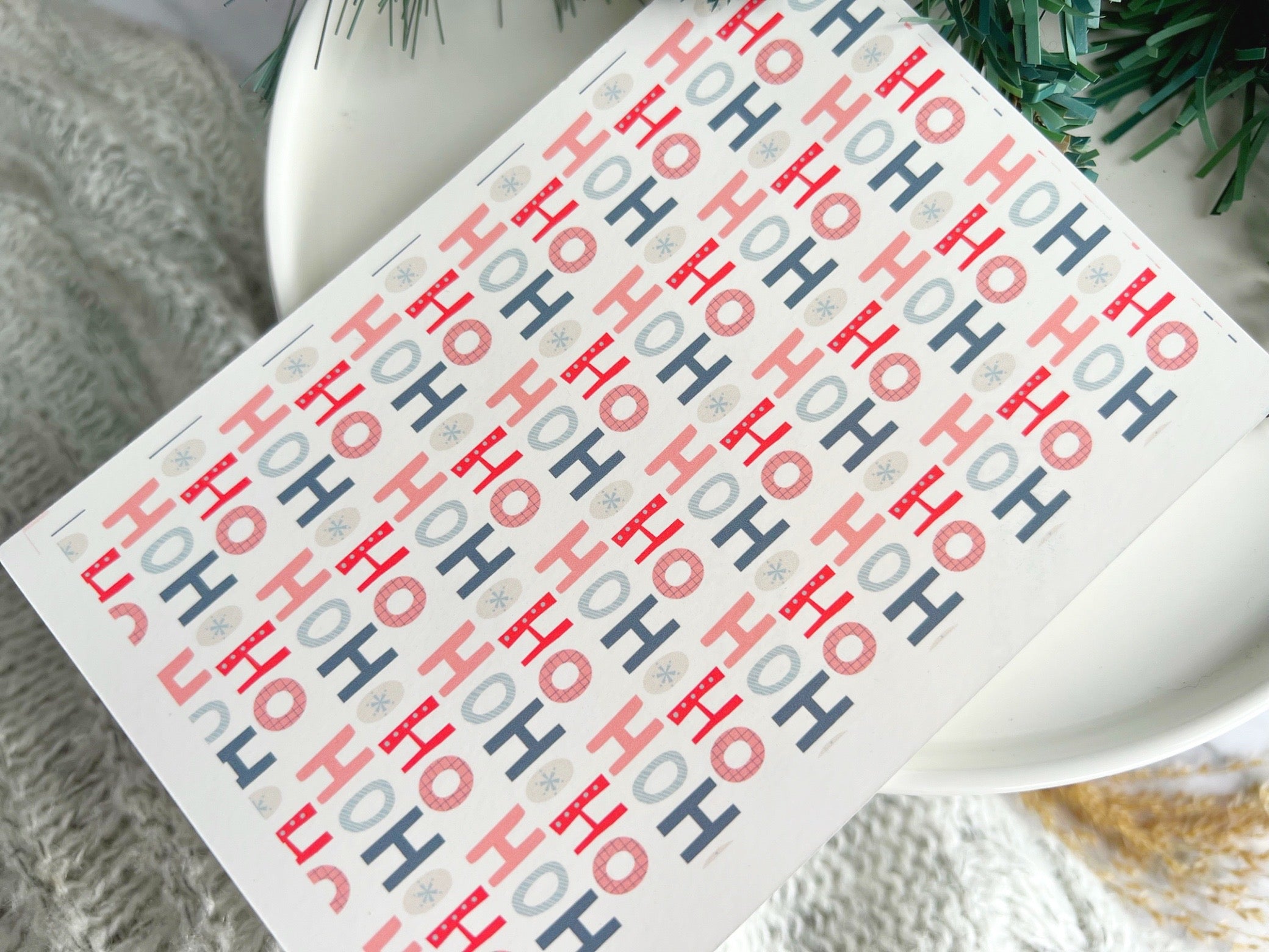 1 Sheet, Approx 13x90cm, Christmas Print Water Decal Image Transfer for Polymer Clay / Ceramics