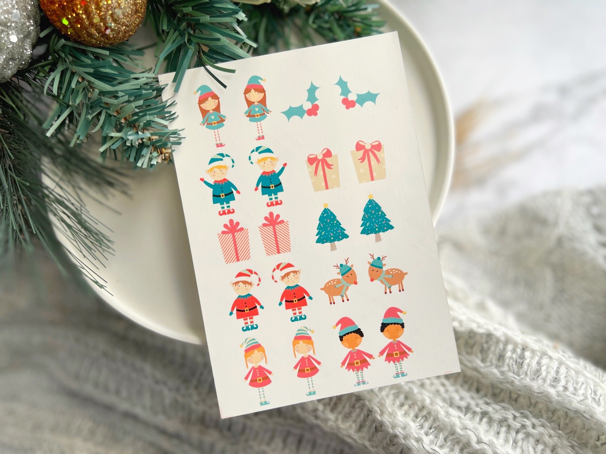 1 Sheet, Approx 13x90cm, Christmas Print Water Decal Image Transfer for Polymer Clay / Ceramics
